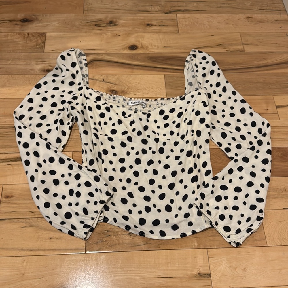 Reformation Reign Polka Dot Top in Ink Blot Size 12 - Picture 6 of 8